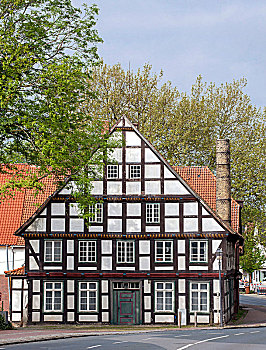 庄园,半木结构房屋,下萨克森,德国,欧洲