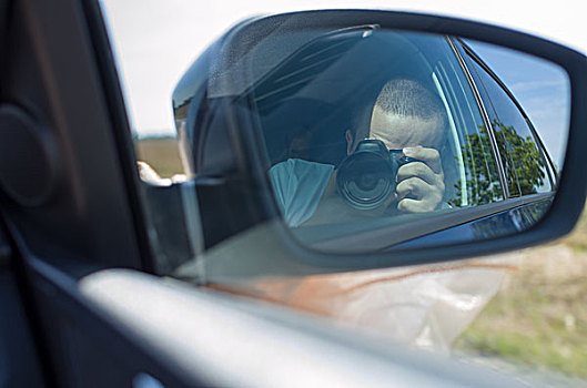 摄影师,汽车,反光镜