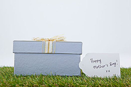 高兴,母亲节,卡,礼盒,白色背景