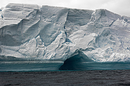 质地,冰山,暗色,洞穴,蓝色,波状,水,南极,二月,2009年