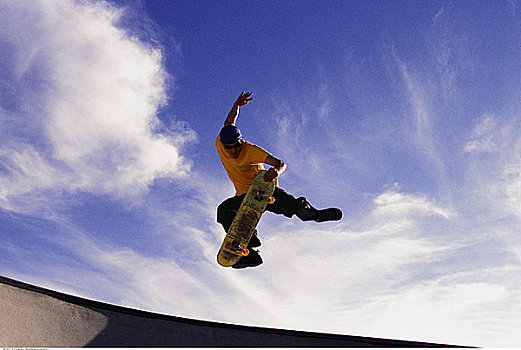 男人,滑板,跳跃,空中