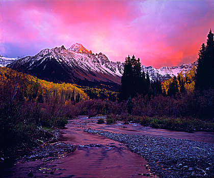 美国,科罗拉多,落基山脉,日落,山,画廊