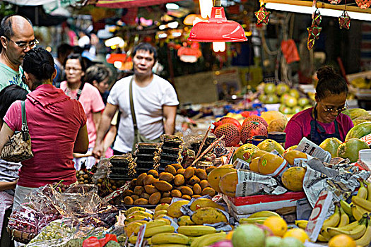 食品市场,街道,中心,香港