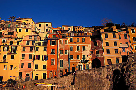 彩色,建筑,里奥马焦雷,五渔村,拉斯佩齐亚省,世界遗产,利古里亚,意大利,里维埃拉,欧洲