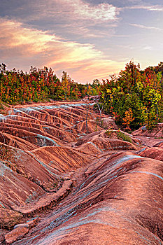 美好,风景,红色,灰色,侵蚀,粘土,安大略省,加拿大,图像