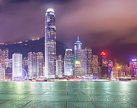 香港维多利亚港夜景合成图