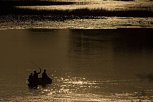 三个,人,捕鱼,低湿地,靠近,凯利斯贝尔,蒙大拿