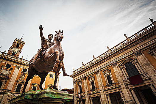 雕塑,马,骑乘,罗马,意大利