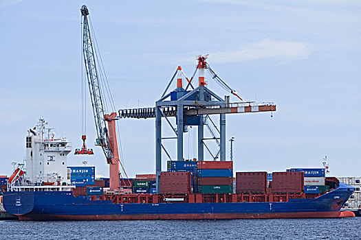 货箱,船,装载,港口,挪威,斯堪的纳维亚,欧洲