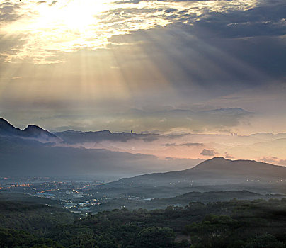 观音,山,日出