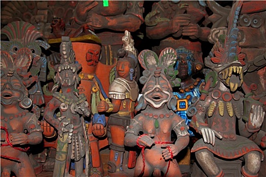 阿芝台克,玛雅,小雕像,雕塑,粘土,墨西哥