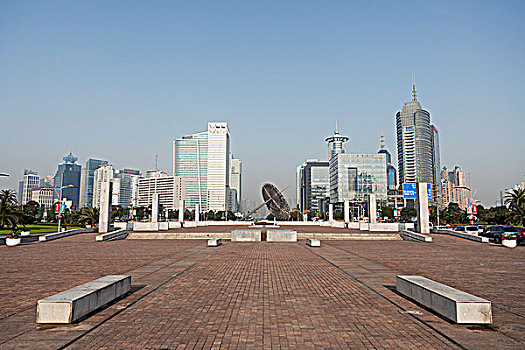 上海浦东世纪广场的城市风光