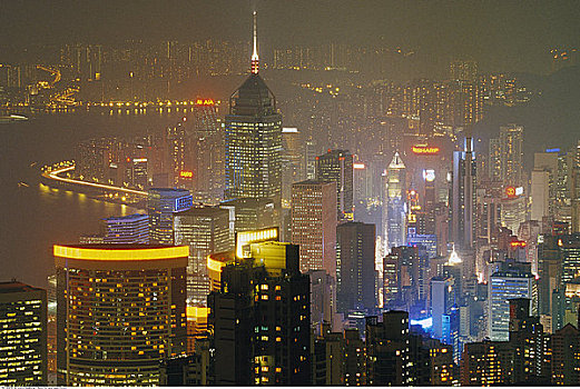 香港,天际线,黄昏,太平山