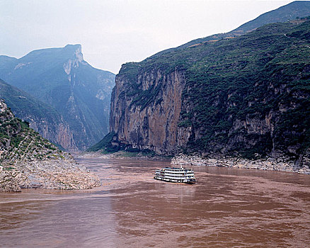 场景,三个,峡谷,长江,河