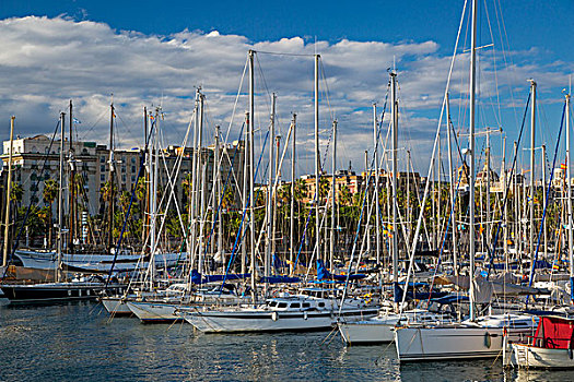 帆船,码头,巴塞罗那,加泰罗尼亚,西班牙