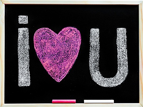 我爱你,信息,手写,粉笔,黑板,文字,爱情,心形,概念