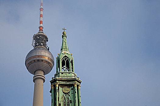 电视塔,尖顶,教堂,地区,柏林,德国,欧洲