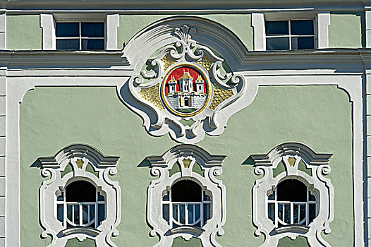 盾徽,城镇,市政厅,上巴伐利亚,巴伐利亚,德国,欧洲