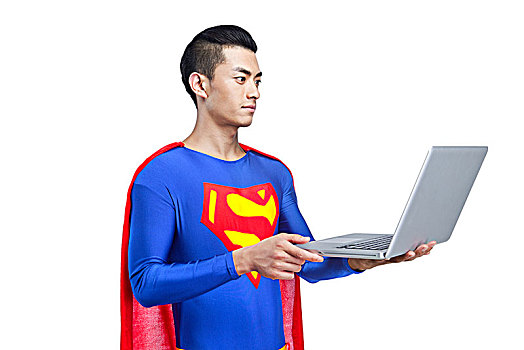 拿电脑的超人
