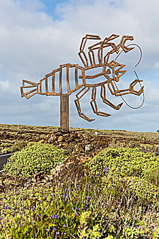 螃蟹,雕塑,象征,创意,兰索罗特岛,加纳利群岛