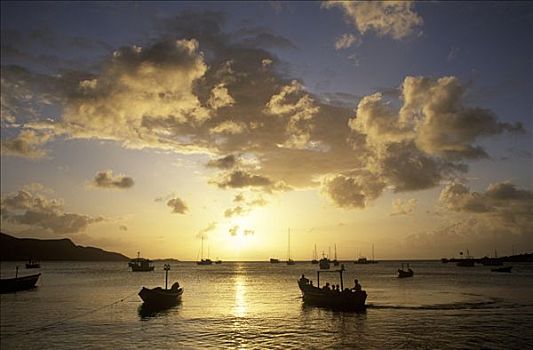 日落,委内瑞拉,加勒比海