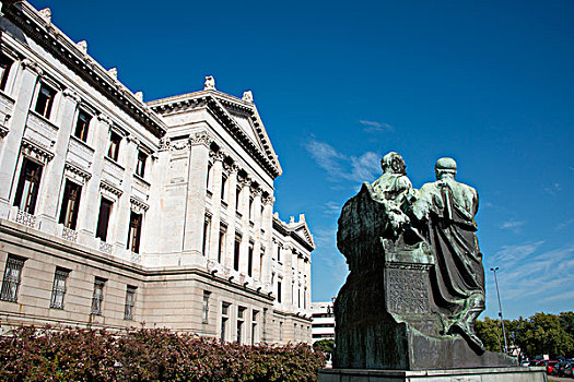 乌拉圭,蒙得维的亚,历史,总部,议会,国家,纪念建筑,户外,铜像,大幅,尺寸