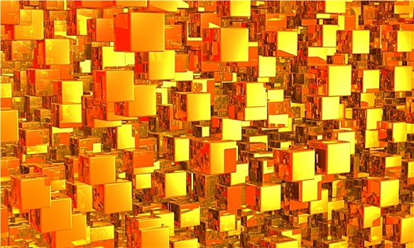 立方体,背景,金色
