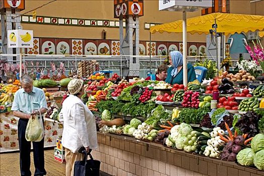 乌克兰,基辅,市集,果蔬,商家,顾客,新鲜,市场,女人,市场货摊,2004年