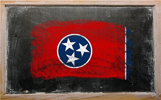 旗帜,美国,田纳西,黑板,涂绘,粉笔