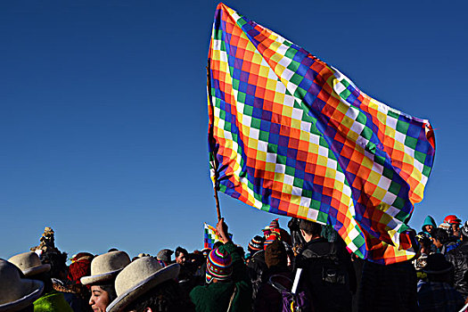旗帜,太阳,岛屿,提提卡卡湖,玻利维亚,南美