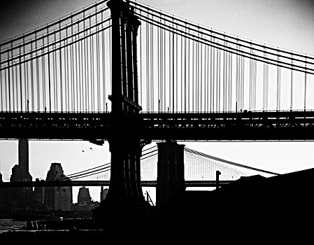 美国,纽约,曼哈顿大桥,布鲁克林大桥,背景