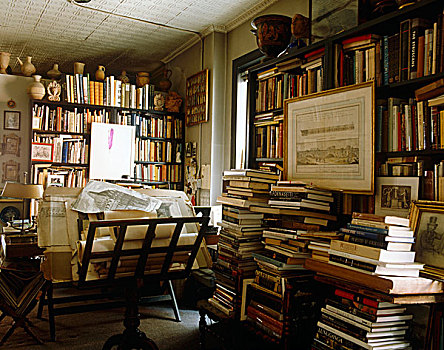 书本,溢出,书架,建筑,堆积,货摊,图书馆