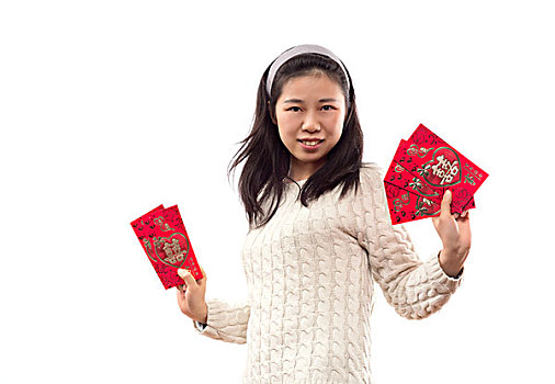 中国女子红口袋结婚