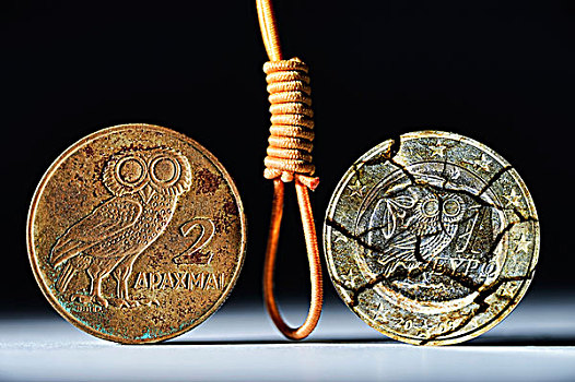 希腊,硬币,缝隙,套索,象征