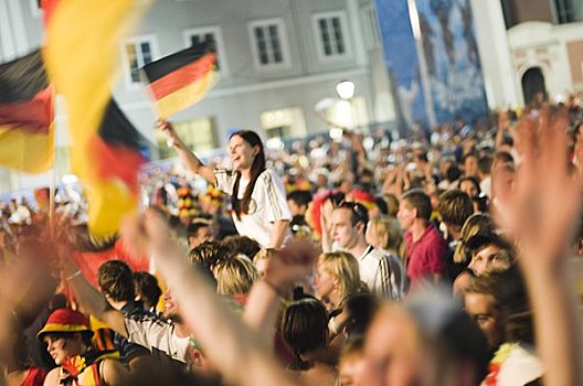德国人,足球,球迷,欢呼,街道,萨尔茨堡,奥地利