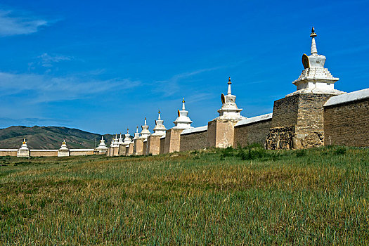 墙壁,佛塔,寺院,喀喇昆仑,前杭爱省,蒙古,亚洲