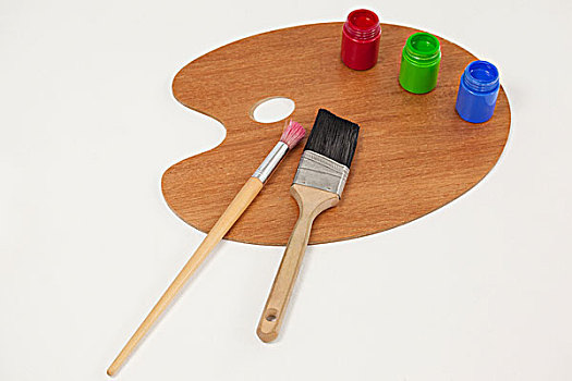 调色板,多,彩色,粉刷,木桌子