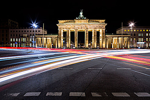 勃兰登堡门,光影,夜晚,柏林,德国,欧洲