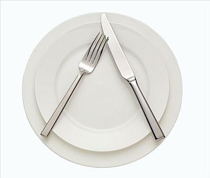 餐具摆放,白色,盘子,叉子,刀