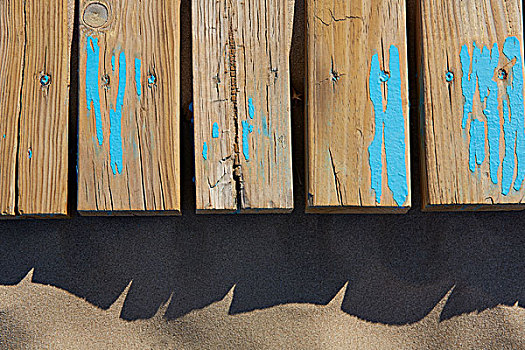 海滩,沙子,纹理,木头,风化,条纹,老,蓝色,涂绘