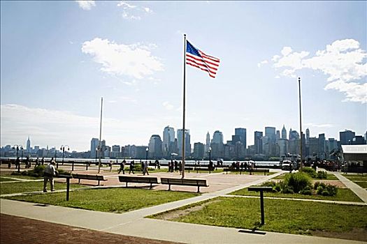 美国国旗,公园,曼哈顿,纽约,美国