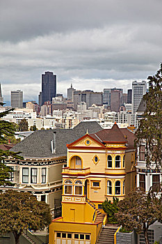 维多利亚风格,房子,阿拉摩广场,地区,旧金山,加利福尼亚