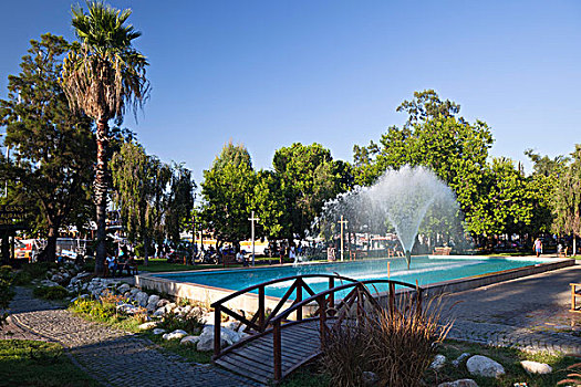 公园,喷泉,费特希耶,海岸,土耳其