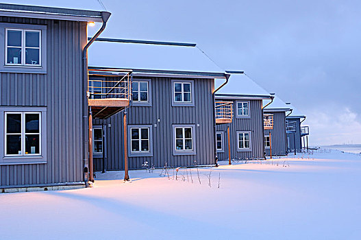 连接,房子,冬天,瑞典