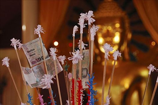 钱,捐赠,正面,佛像,清迈,泰国