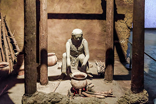 中国安徽博物院内古人生活场景