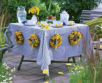 桌子,夏天,花环,花