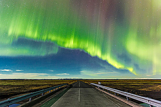北极光,上方,道路,靠近,南方,冰岛