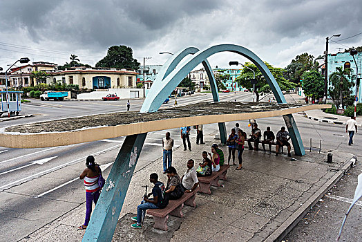 古巴,哈瓦那,公交车站