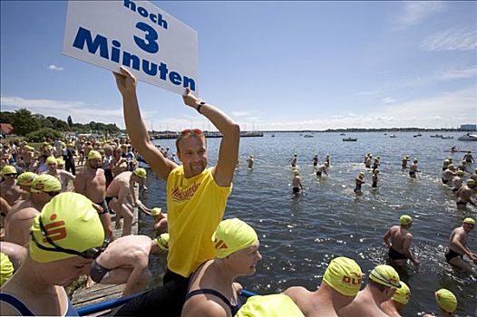 标识,左边,游泳者,位置,吕根岛,施特拉尔松,波罗的海,梅克伦堡前波莫瑞州,德国,欧洲